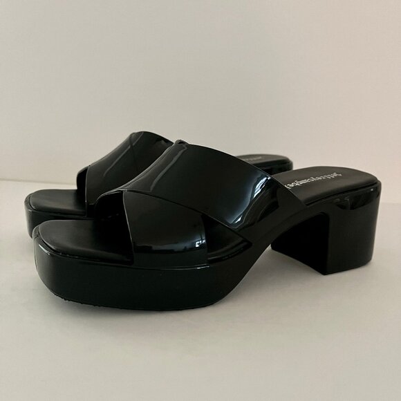 NEW! Jeffery Campbell Black Bubblegum Platform Sandals Heel Mule Patent Slides 6 - Picture 7 of 16